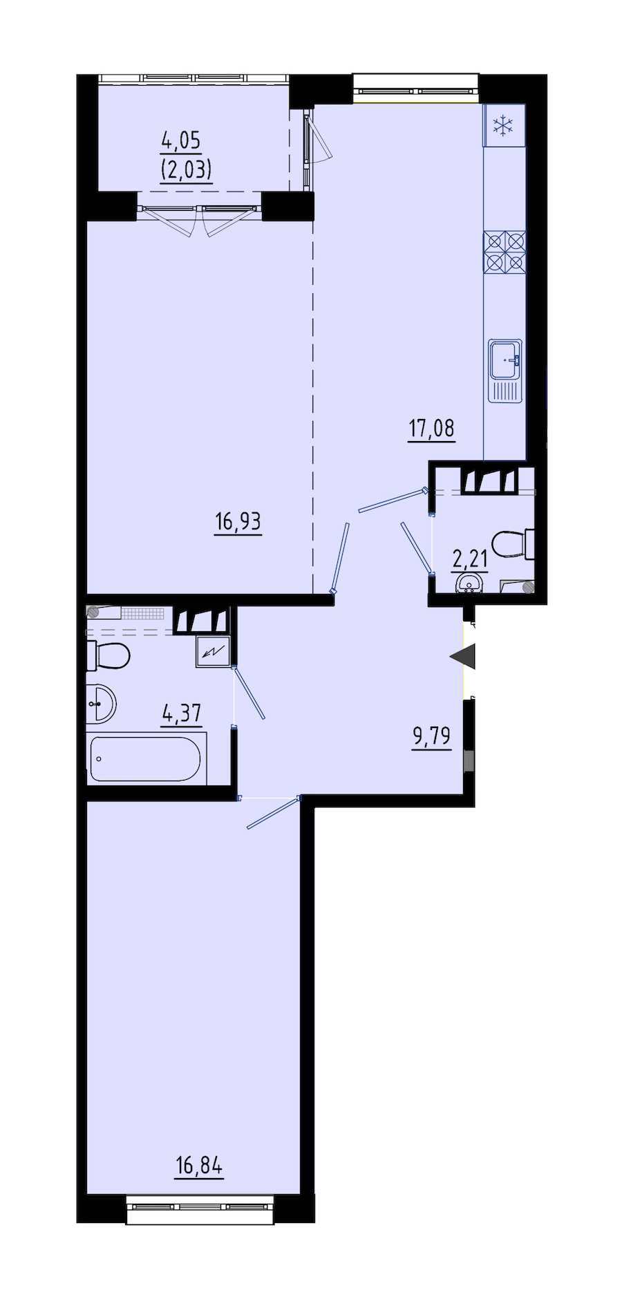 Однокомнатная квартира в : площадь 67.7 м2 , этаж: 3 - 4 – купить в Санкт-Петербурге